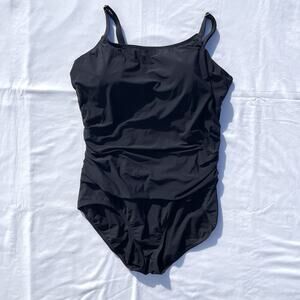 Lands’ End One Piece Ruched Swimsuit Womens Plus 18W Black